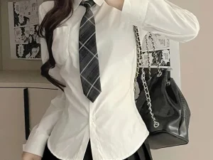 Women White Shirt Korean Preppy Style Long Sleeve Turn Down Collar Blouse Female JK Uniform Sexy Slim Sweet Tops Autumn