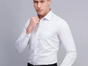 Men Shirt Long Sleeve Solid Basic Formal Dress Shirts Comfortable Business Social Standard-fit Easy-care Office White Shirt 5XL