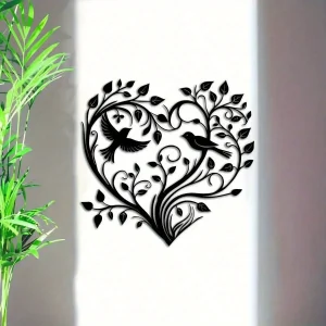 1PC Heart-Tree&Birds Metal Wall Sculpture 15.74x15.19"|Tree of Life Style,Halloween&Christmas Gift,Home Decor