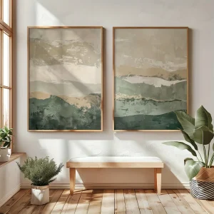 2pcs/set Japanese Retro Wabi Sabi Mountains Abstract Canvas Print Poster Modern Minimalist Art Print Home Decor Wall Art Poster