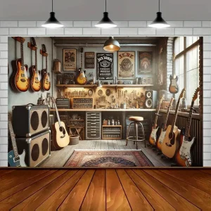 Music - Inspired Workshop Tapestry: For Guitar AficionadosWall decoration background cloth, bedroom room home decoration