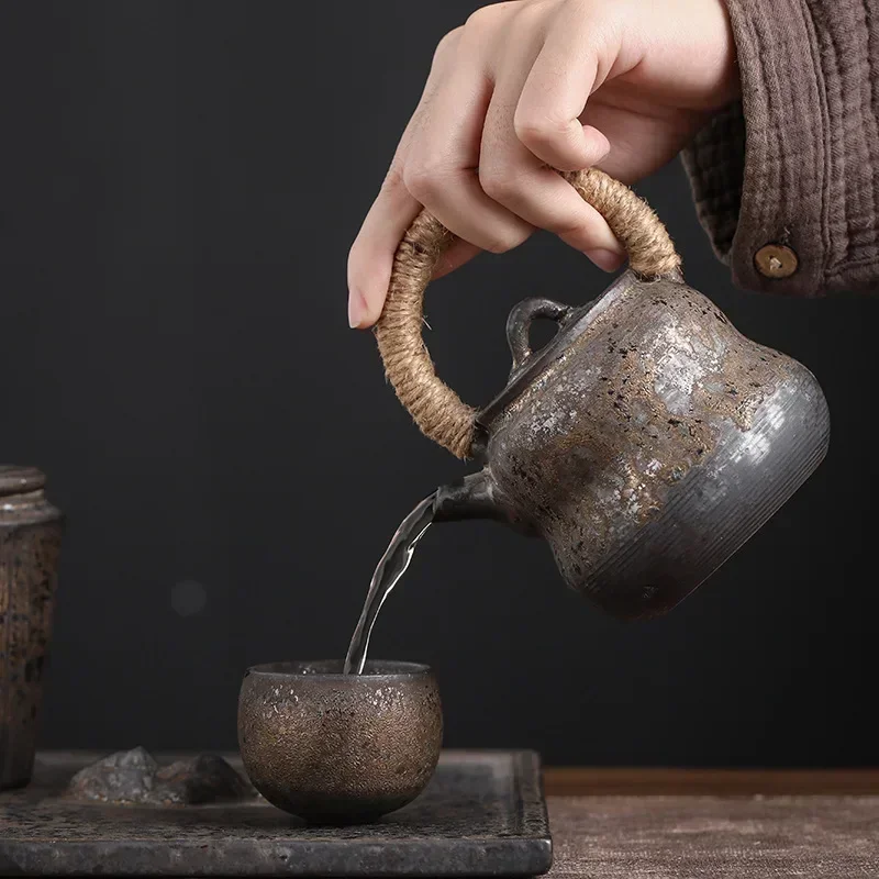 Japanese Ceramic Tea Cup - Vintage Rustic Stoneware, Handmade Single Cup, Zen Home & Tea Ceremony Use, Unique Design - Image 4